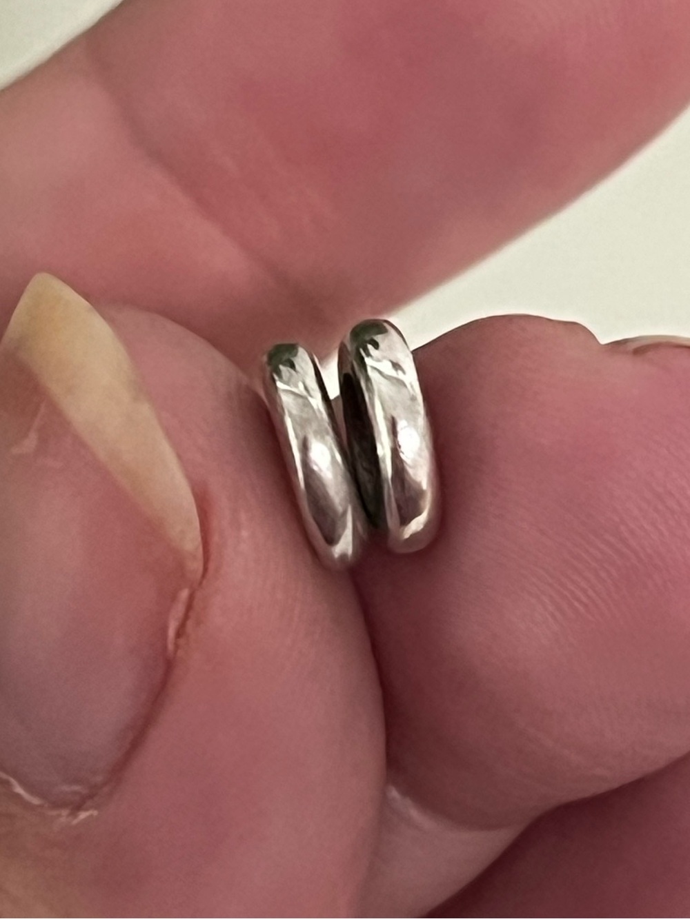 Pair of Retired Pandora Smooth Silver Spacer Charm Beads, 925, Vintage